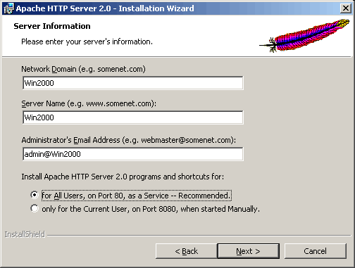 Apache - Install options (1) Apache - Install options (1)